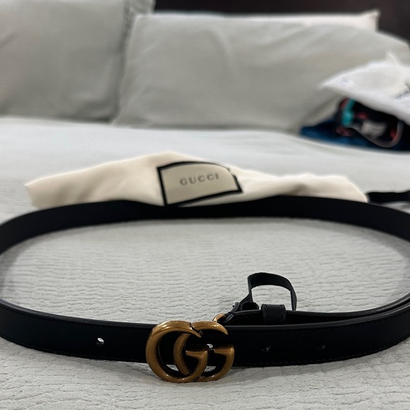 Gucci Accessories - Gucci Black Belt with Gold GG Buckle